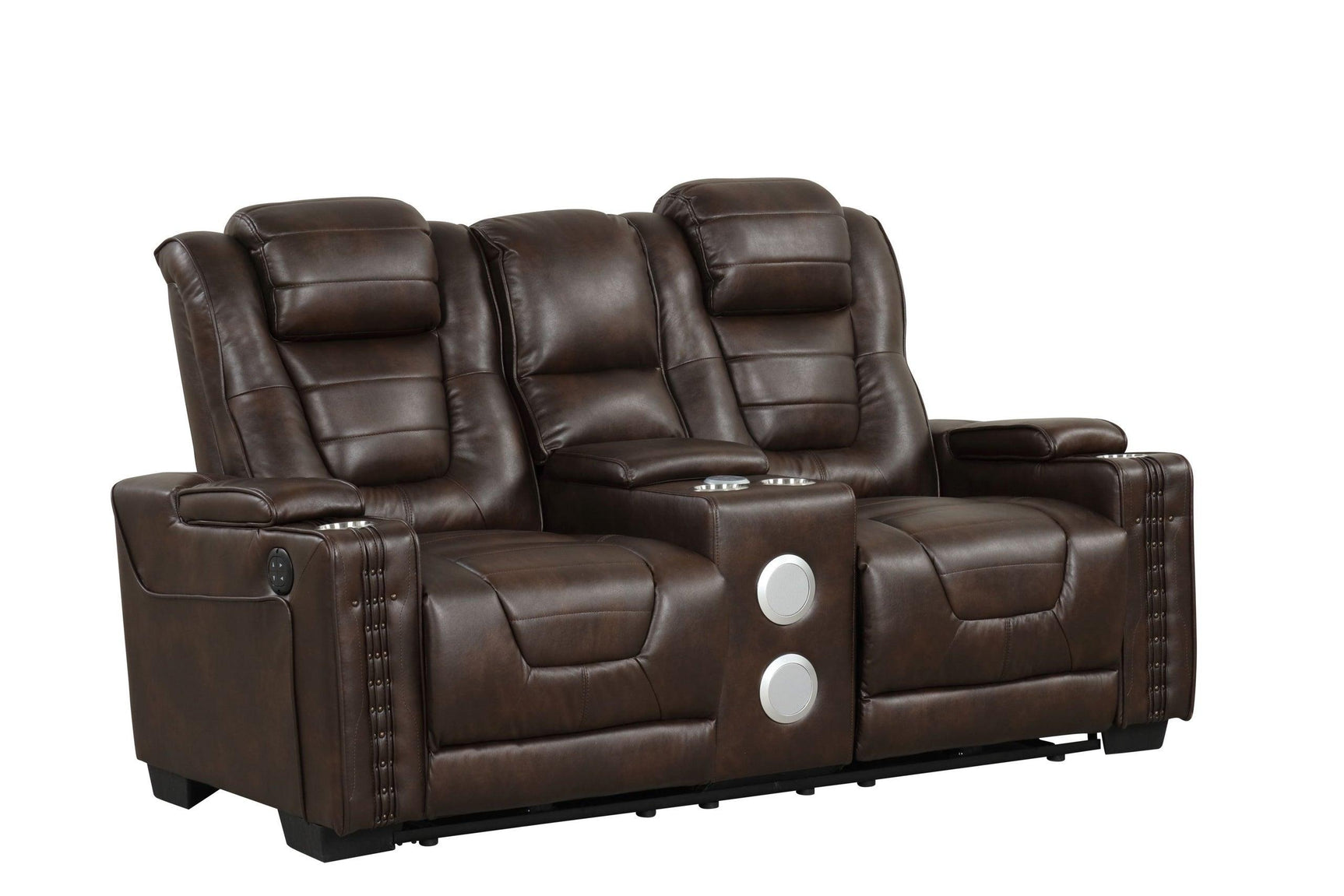 Eric Brown 3-piece power reclining set recliner close-up with power controls