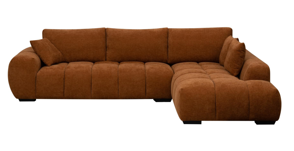 Manhattan Dark Orange Sectional Sofa side angle