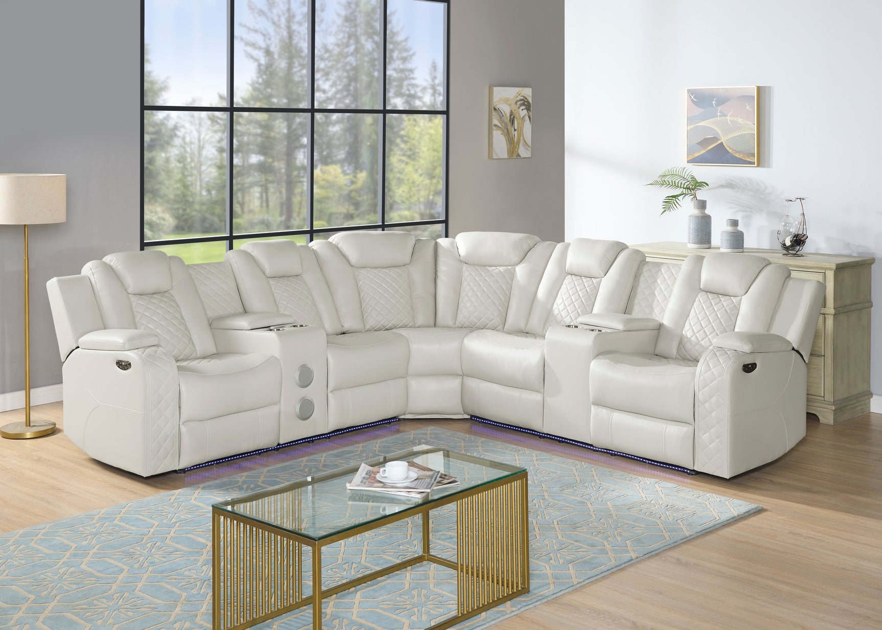 Spaceship S Sand Power Reclining Sectional close-up of seating and controls