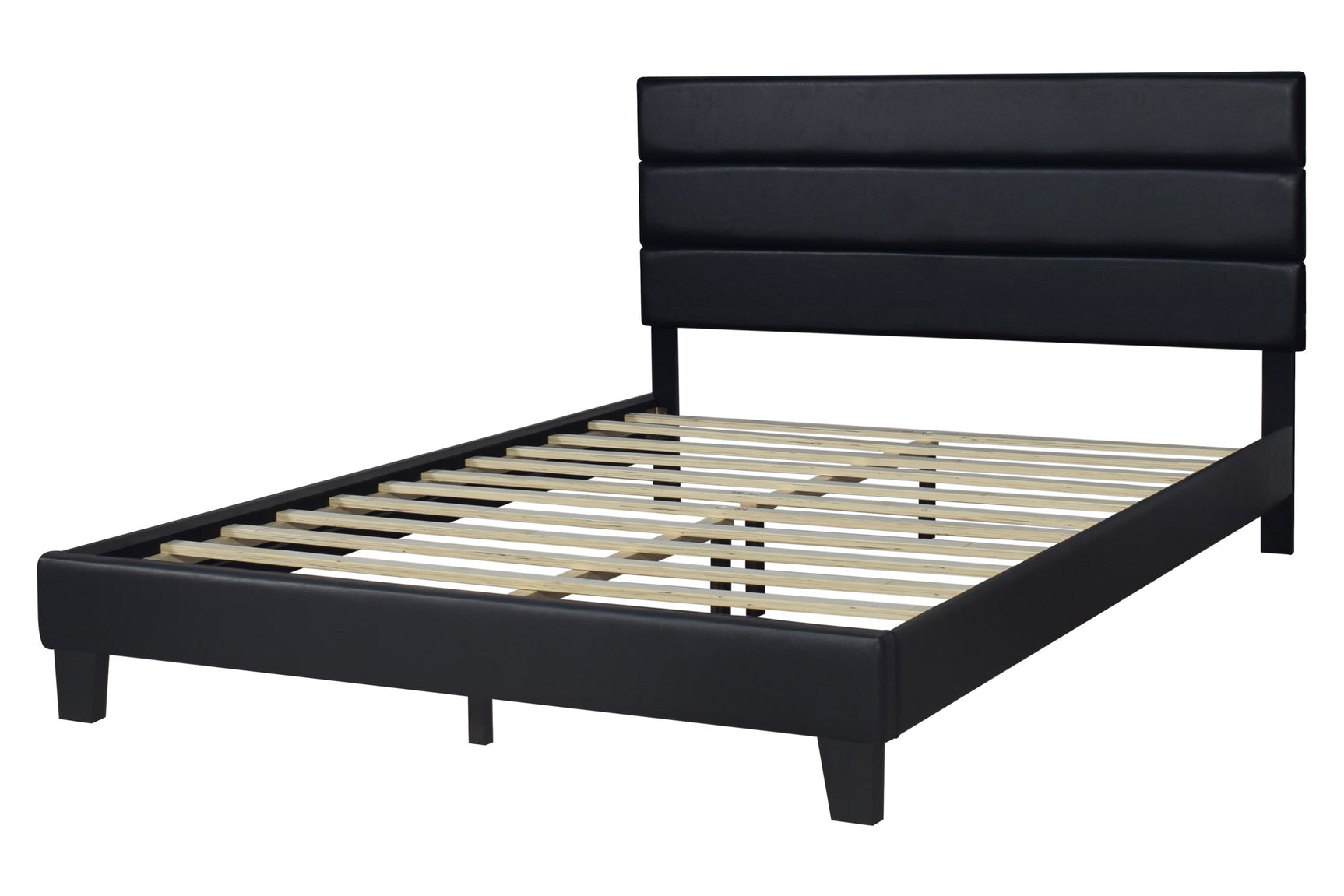 Welly Black Velvet Upholstered Platform Queen Bed