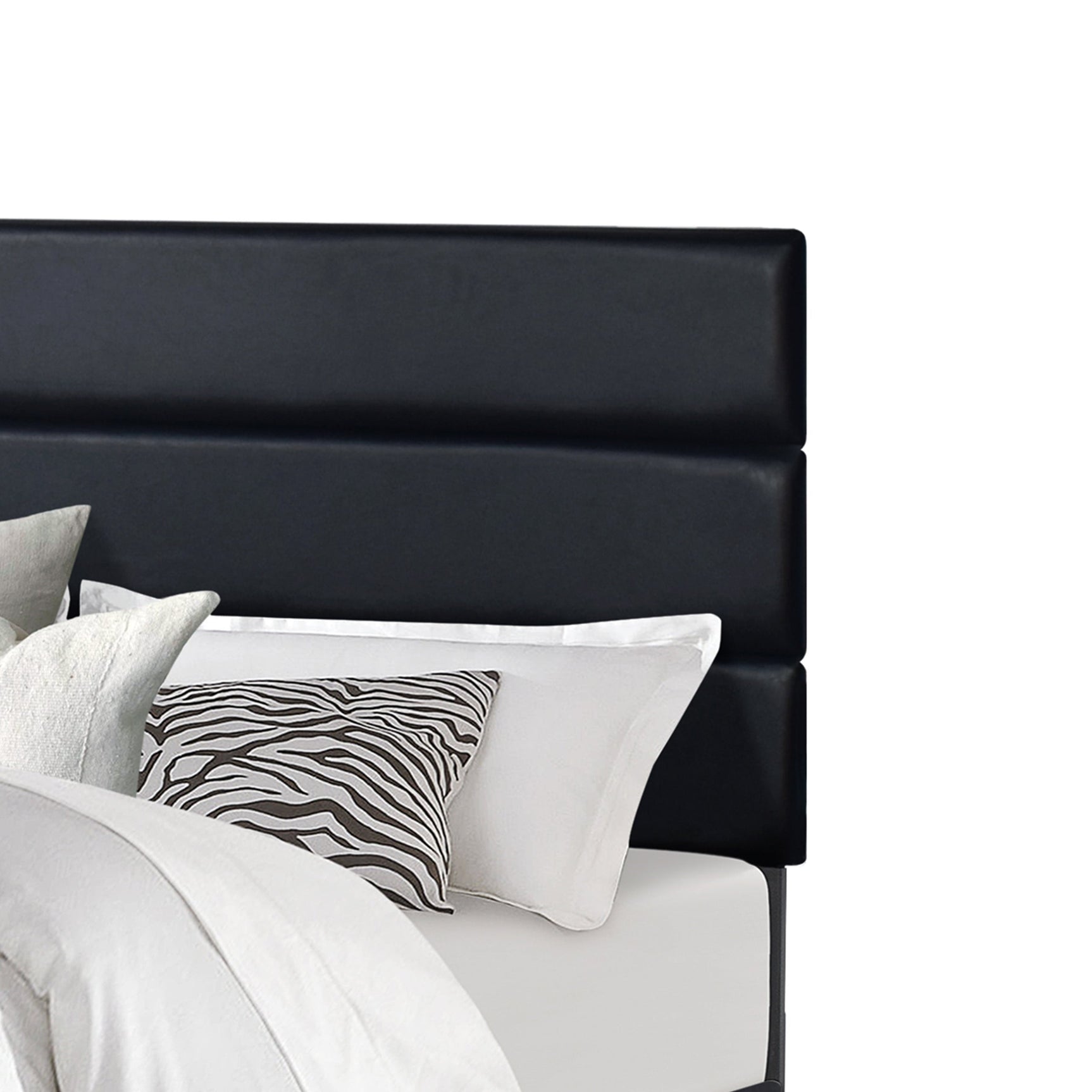 Welly Black Velvet Upholstered Platform Queen Bed