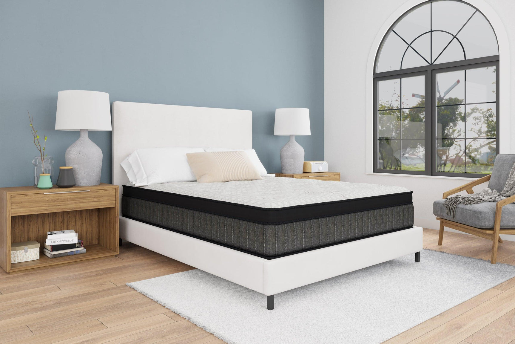 Side view of Icetech King's mattress cooling cover and foam encasement