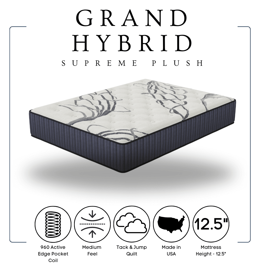Detailed view of Grand Hybrid Medium King Mattress fabric and quilting