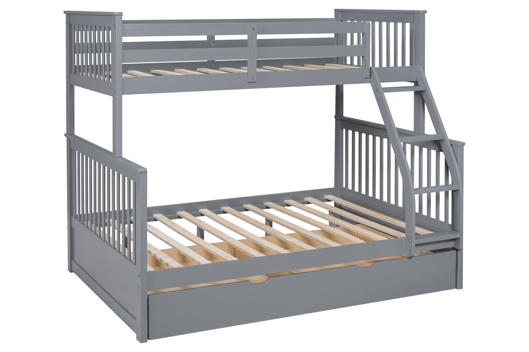 Gray Twin Over Full Trundle Bunk Beds