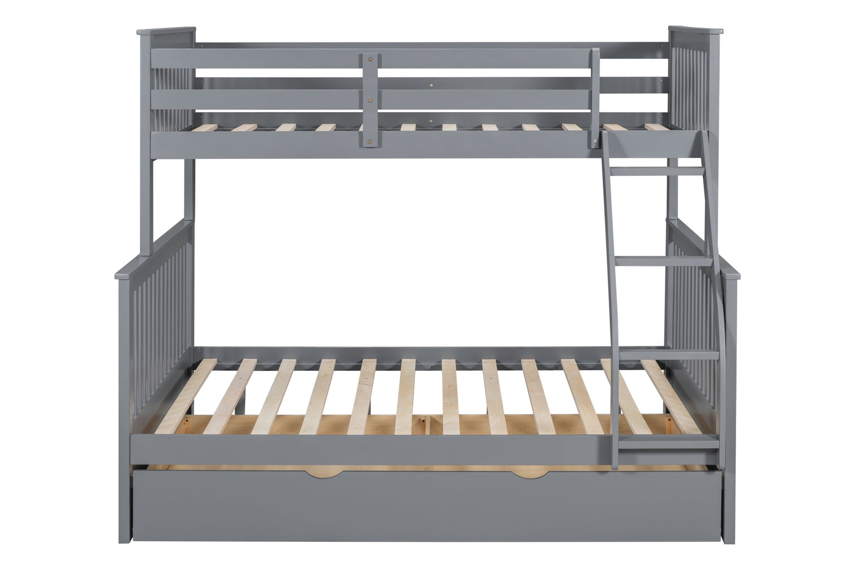 Gray Twin Over Full Trundle Bunk Beds