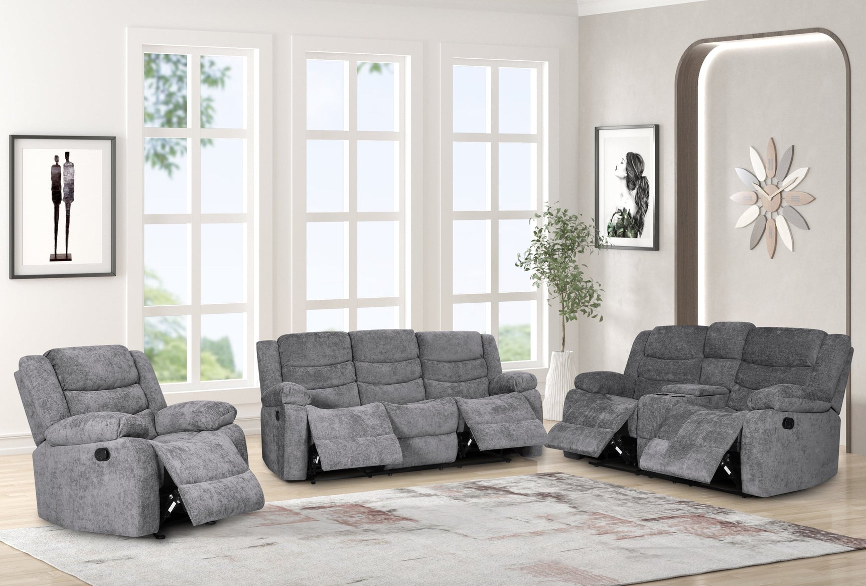 Oliver reclining sofa and loveseat set side angle