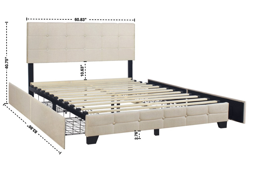 Side drawer fully extended showing storage space