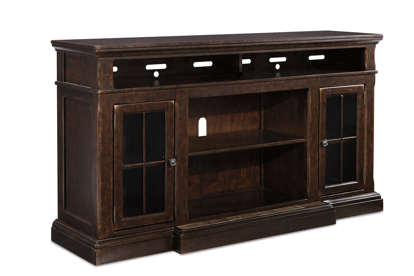 W701-88 TV Stand dark brown side angle