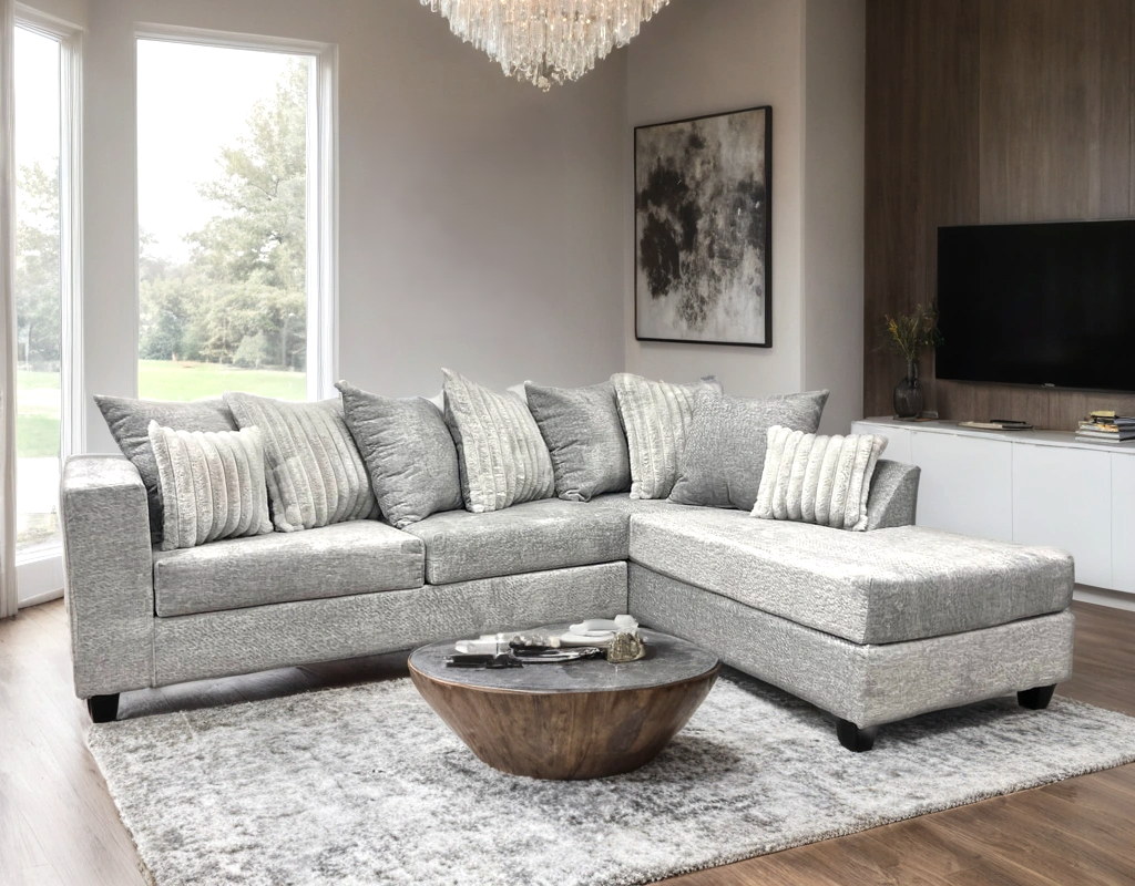 Side view of Kaf Gray sectional sofa