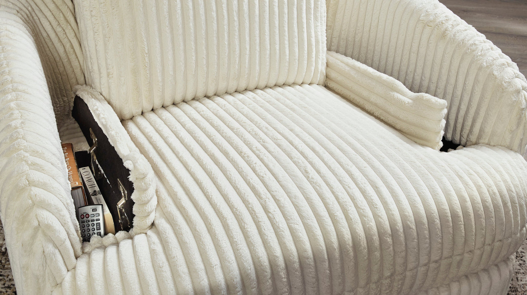 Tie-breakers Ivory Swivel Glider Recliner with footrest extended