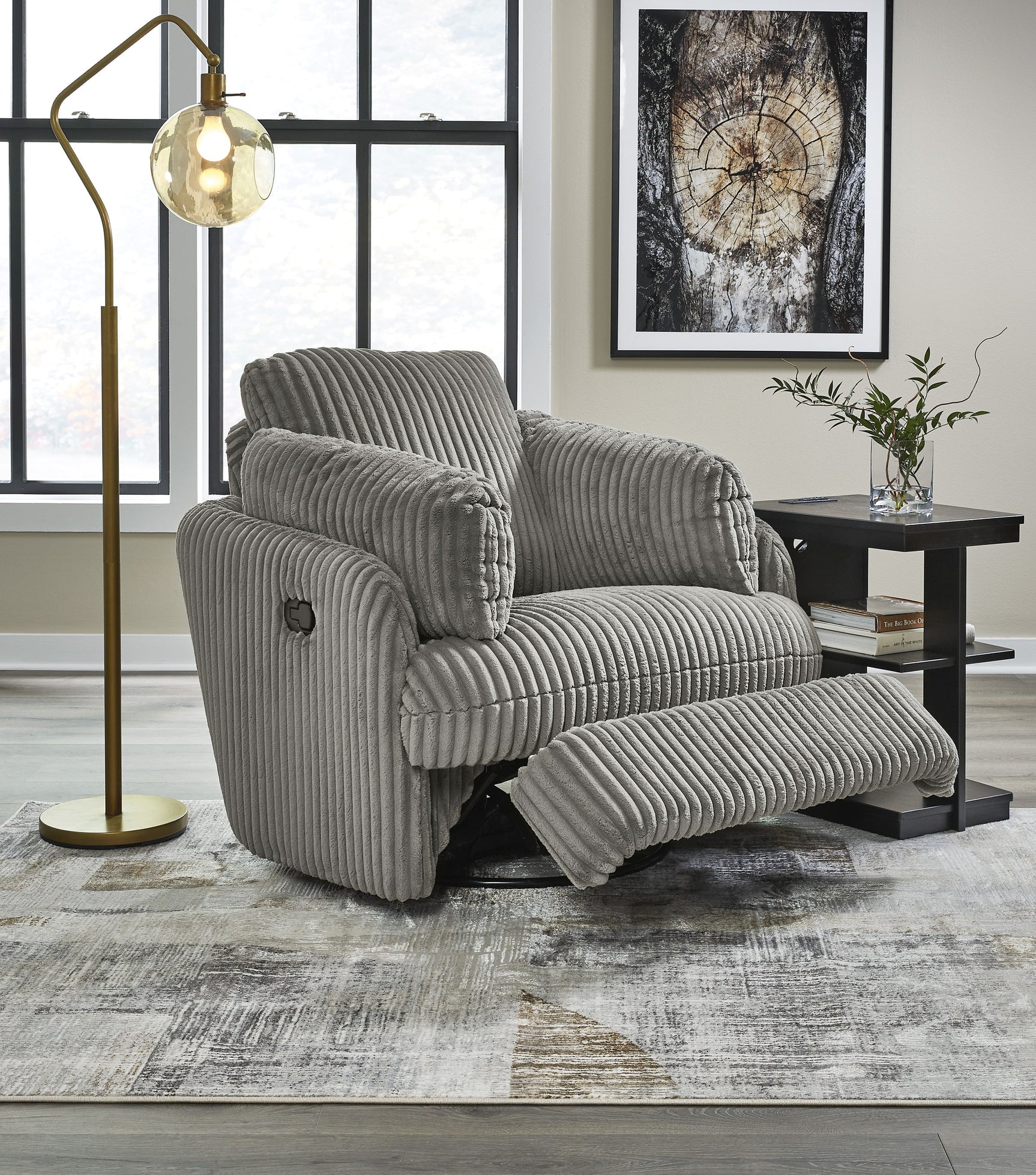 Tie-breakers Fog Swivel Glider Recliner side profile