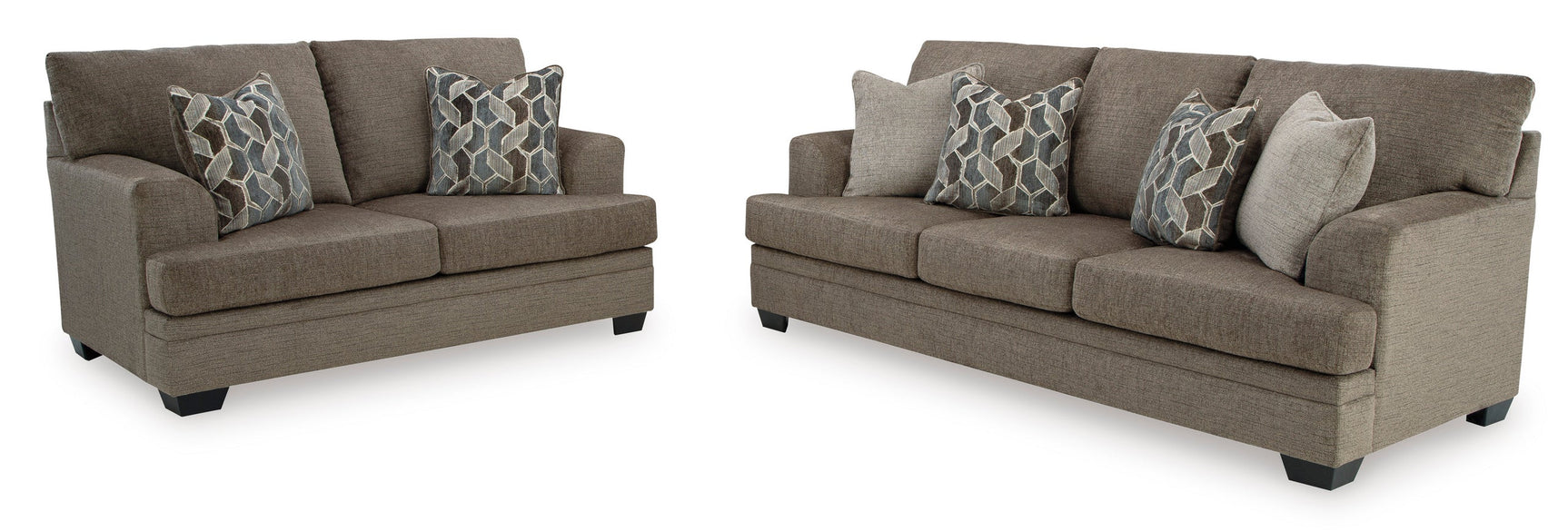 Ashley 595-05 Living Room Set loveseat side view in nutmeg