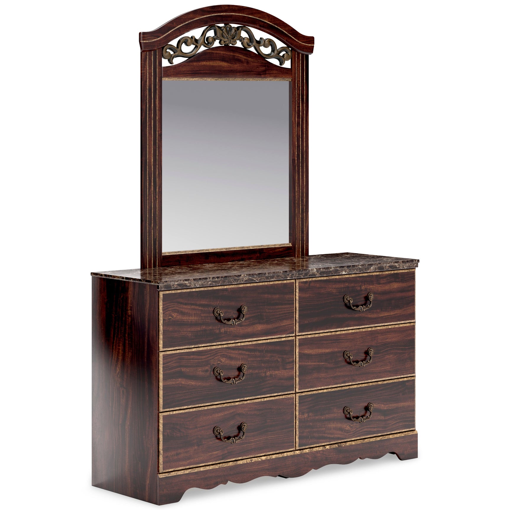 Genry Cherry Panel Bedroom Set king panel bed side view