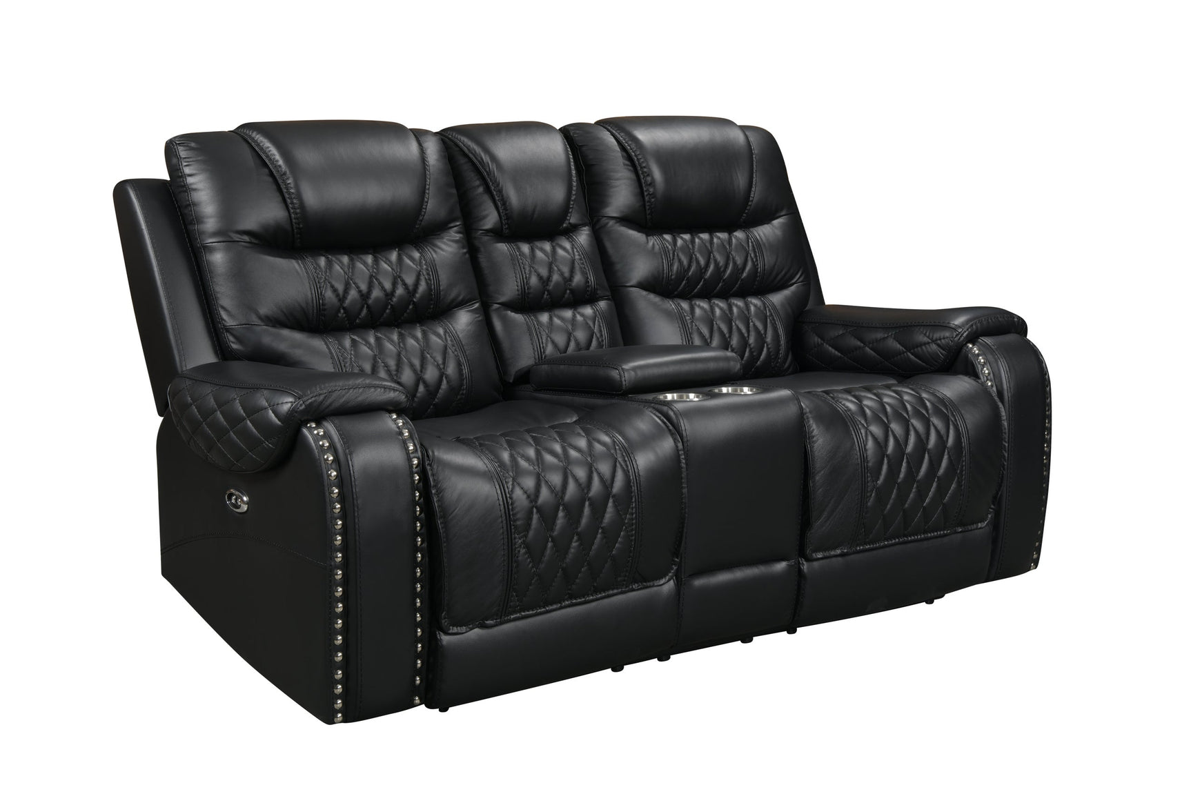 Back view of Harley Black Leather Reclining Sofa