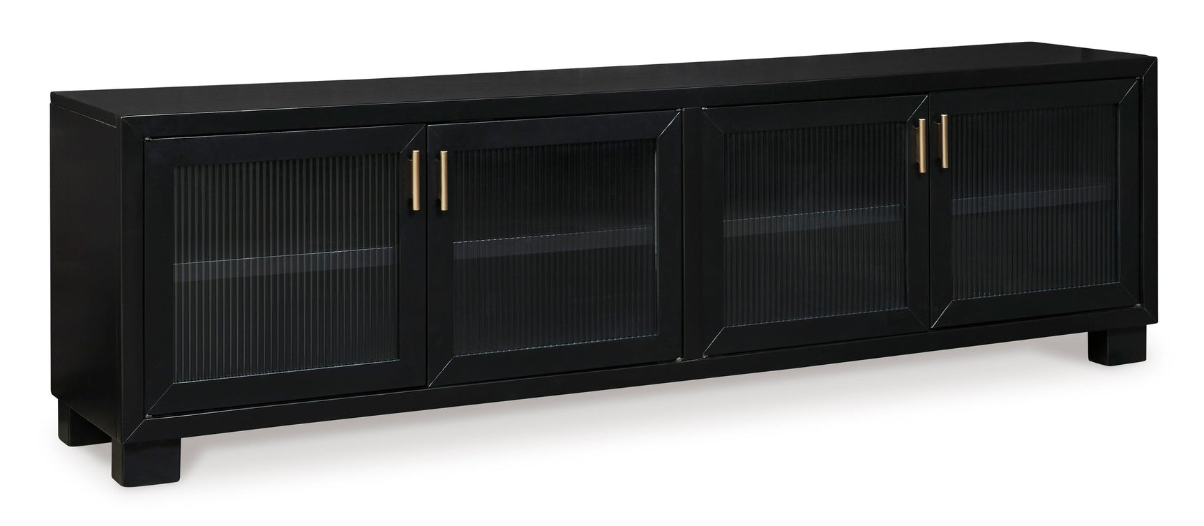 Close-up of W786-78 TV stand black gold-tone handle detail
