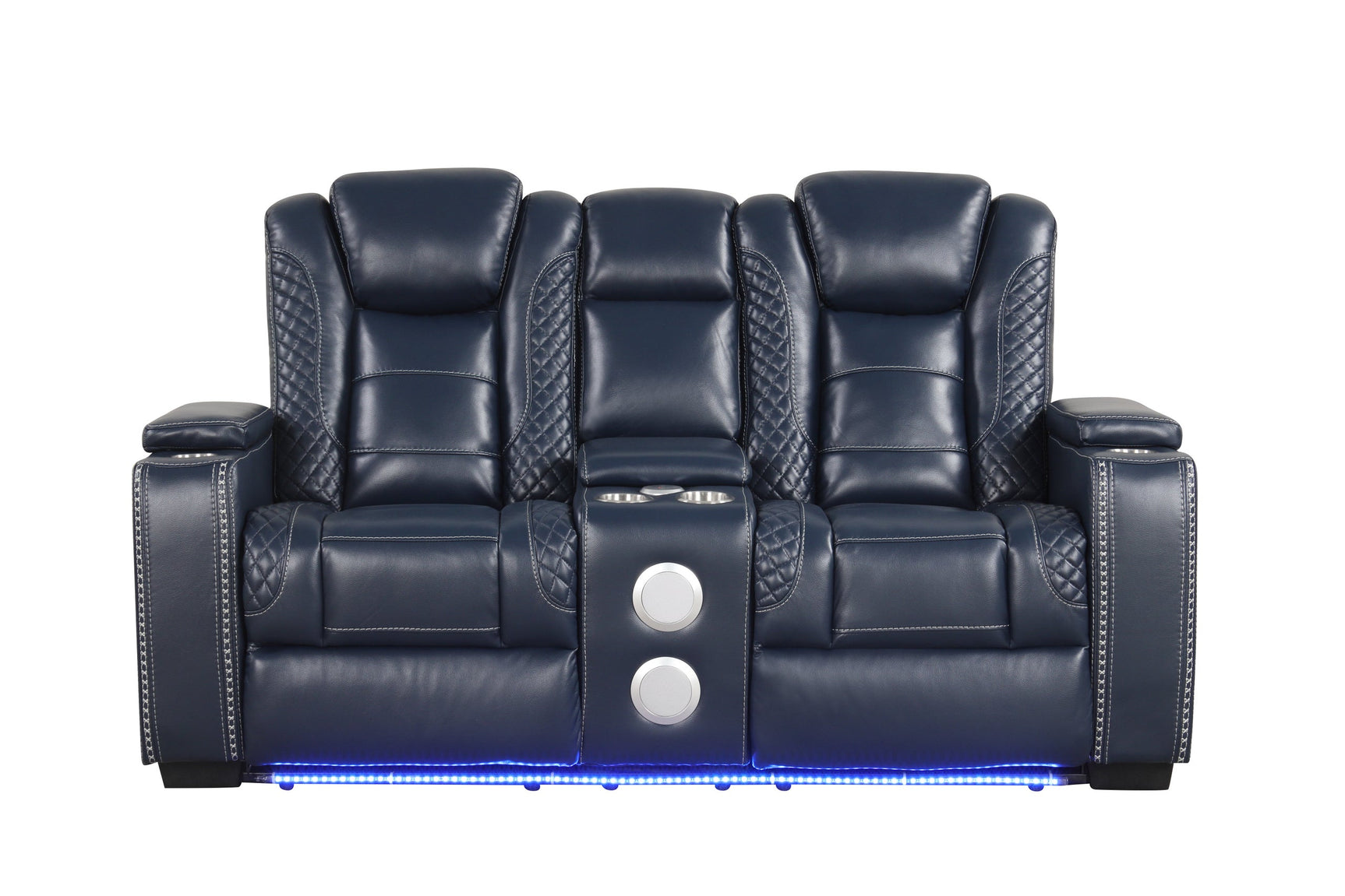 Close-up of armrest storage compartment in Stefano40 loveseat