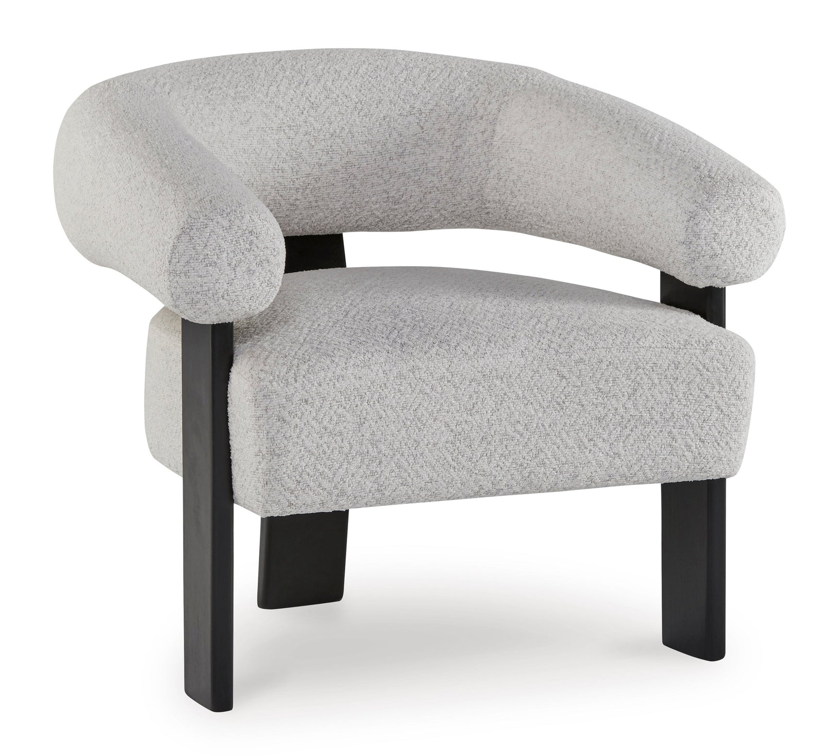 Side angle of Dultish Accent Chair in snow upholstery