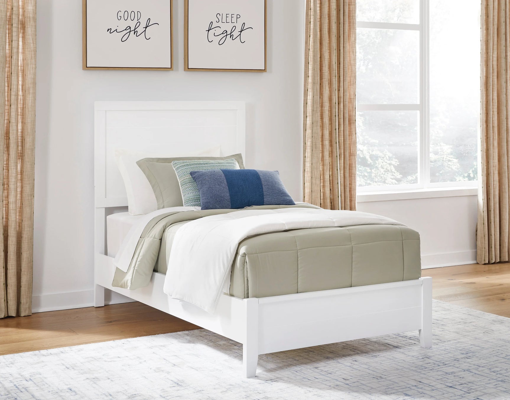 Bedroom view of Robert White Panel Bedroom Set with coordinating furniture