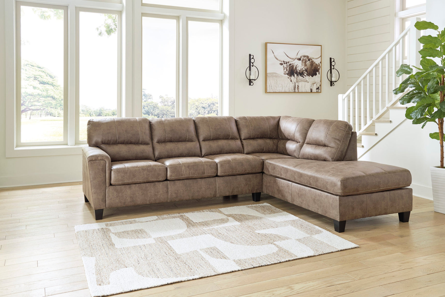Navi Fossil Faux Leather Sectional sofa side view
