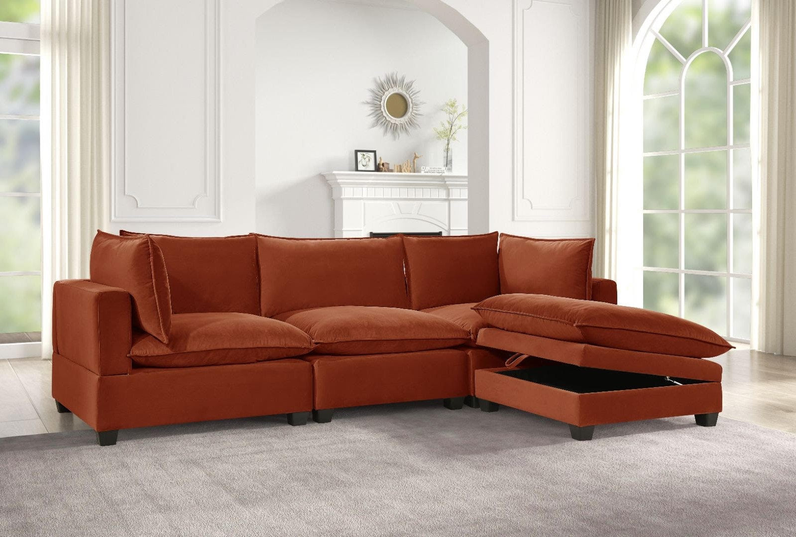 Cloud Rust Velvet Modular Sectional