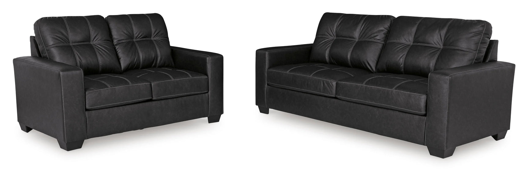 Front angle view of Vivi Carbon Sofa and Loveseat set