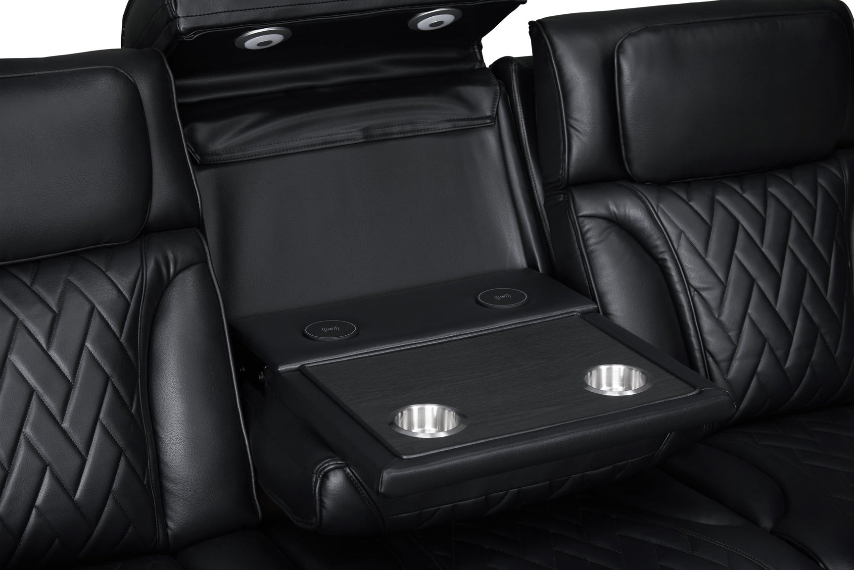 USB charging ports on Dubai loveseat armrest