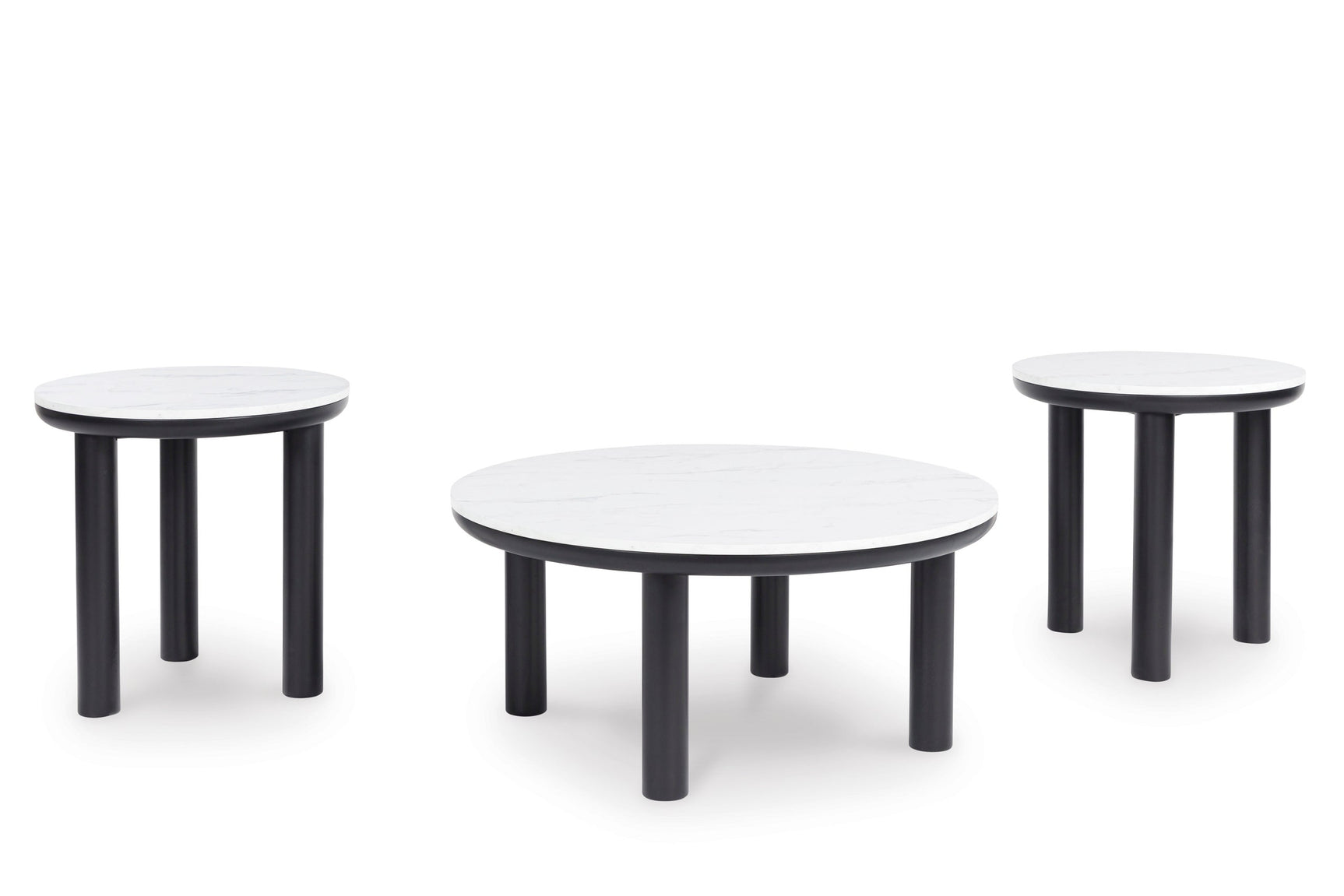 Kom black and white occasional table coffee table, side angle