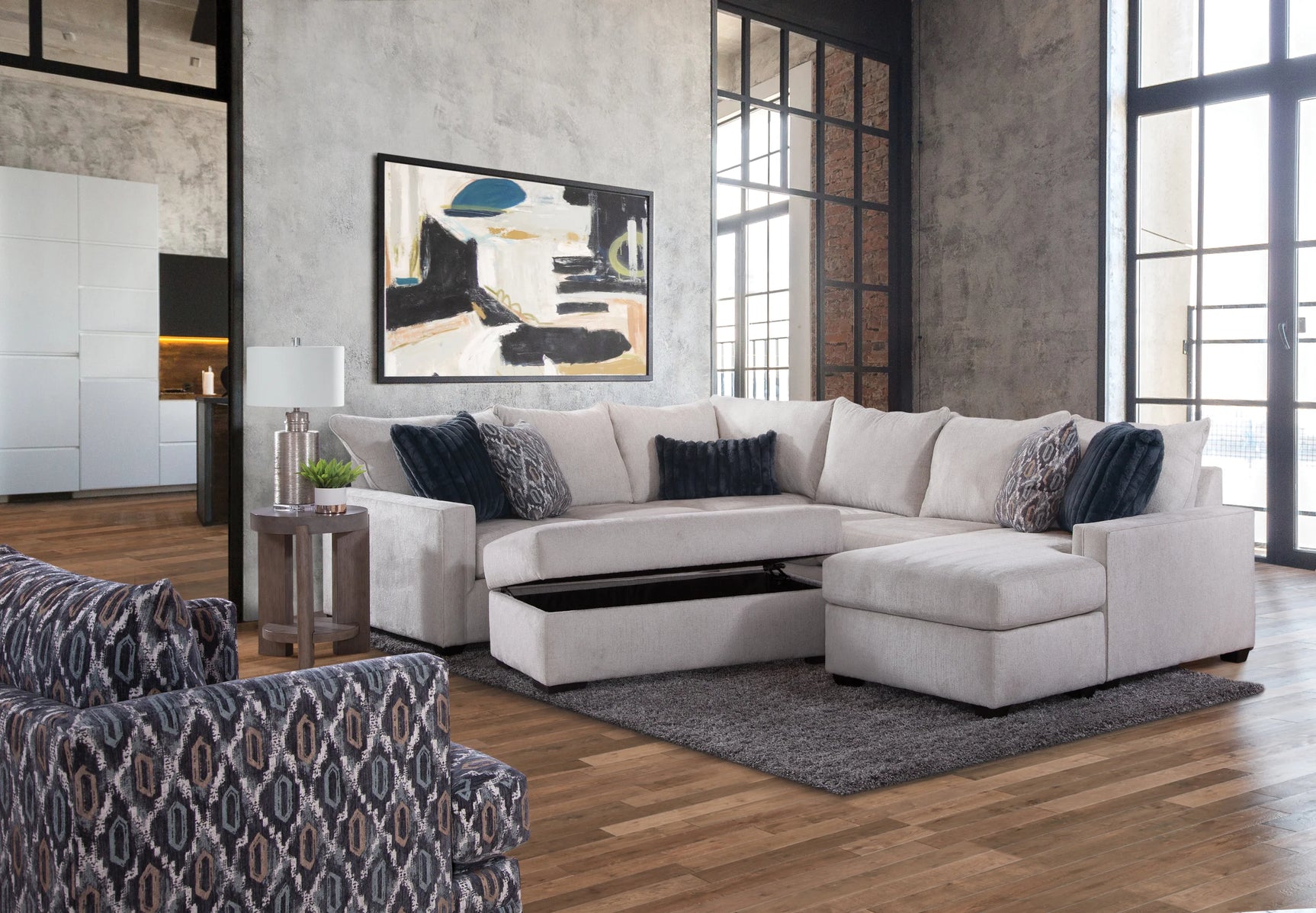 Side angle of Behold Gray Sectional sofa chaise