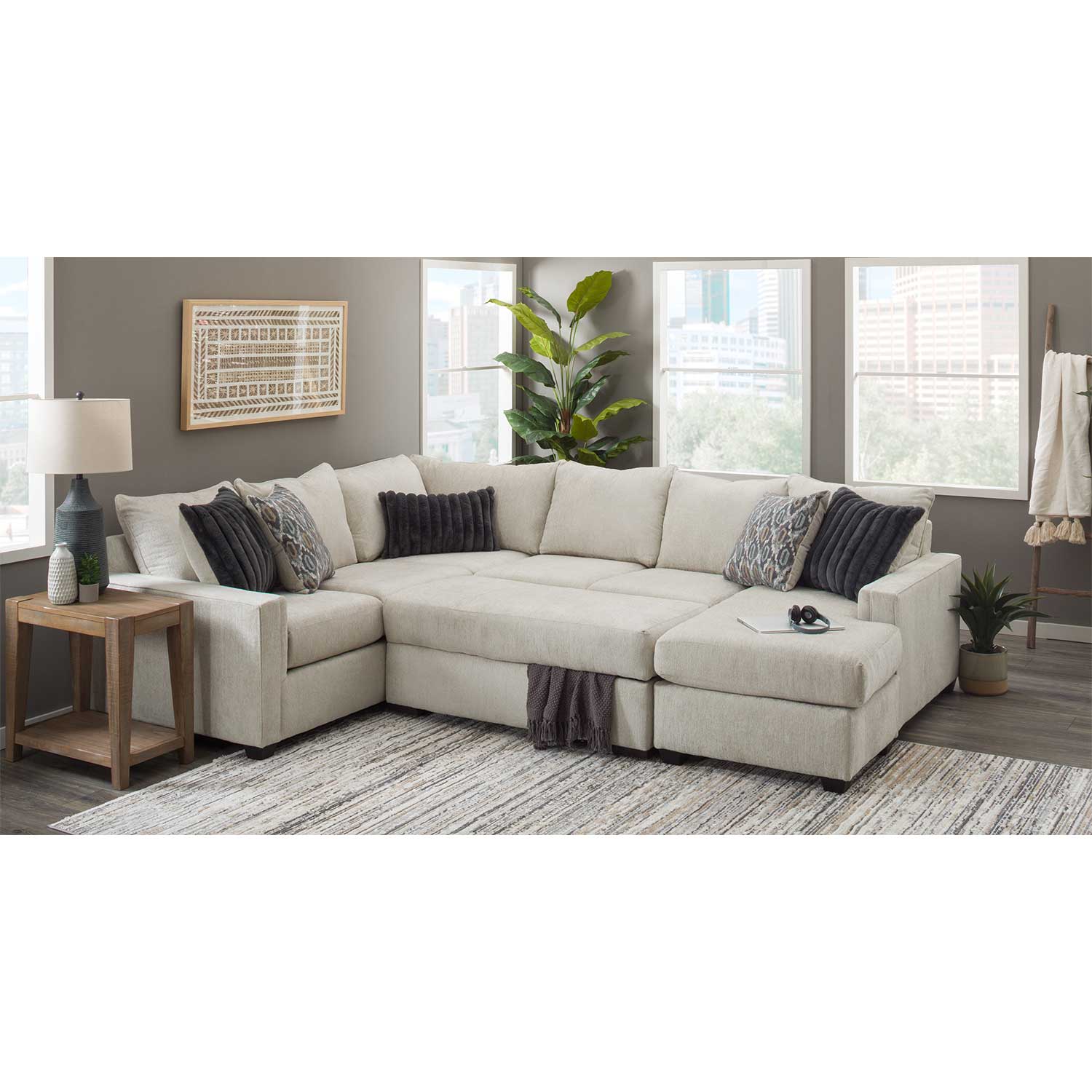 Living room showing Behold Gray Sectional sectional sofa