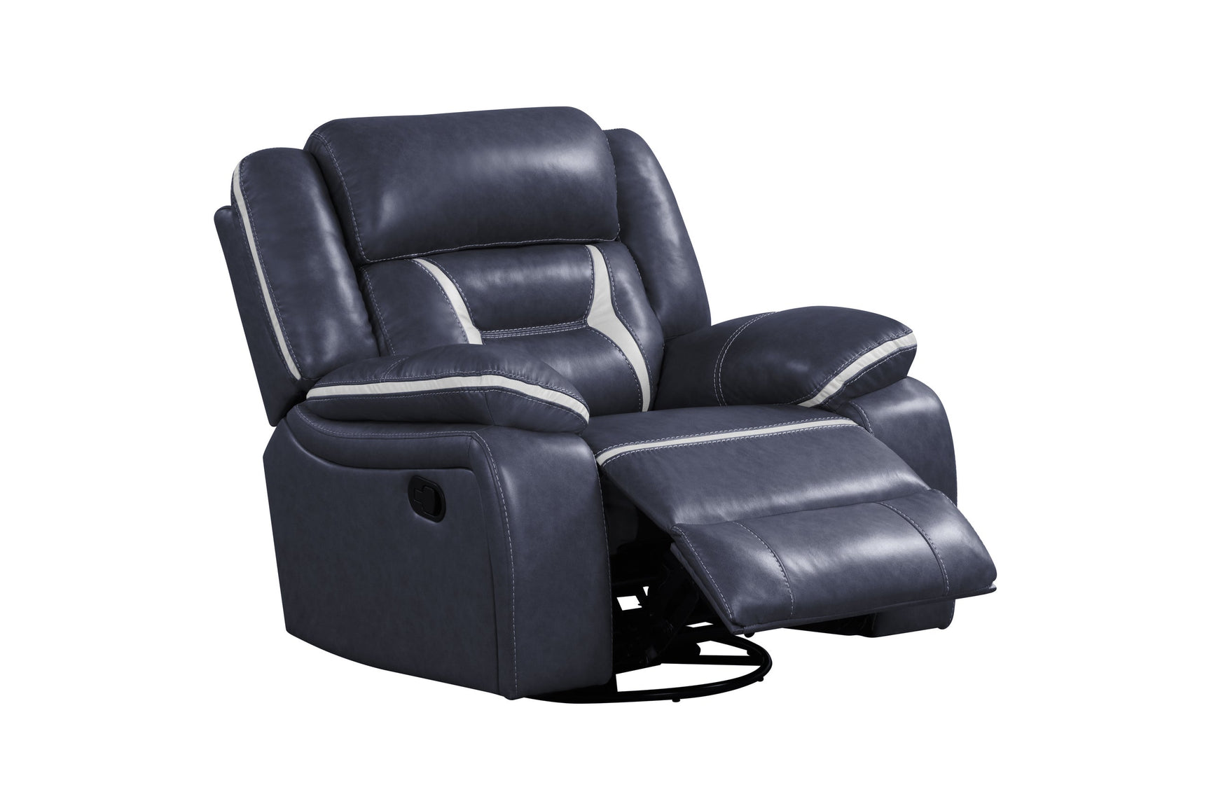 Side view of Luka blue oversized 3-piece reclining set
