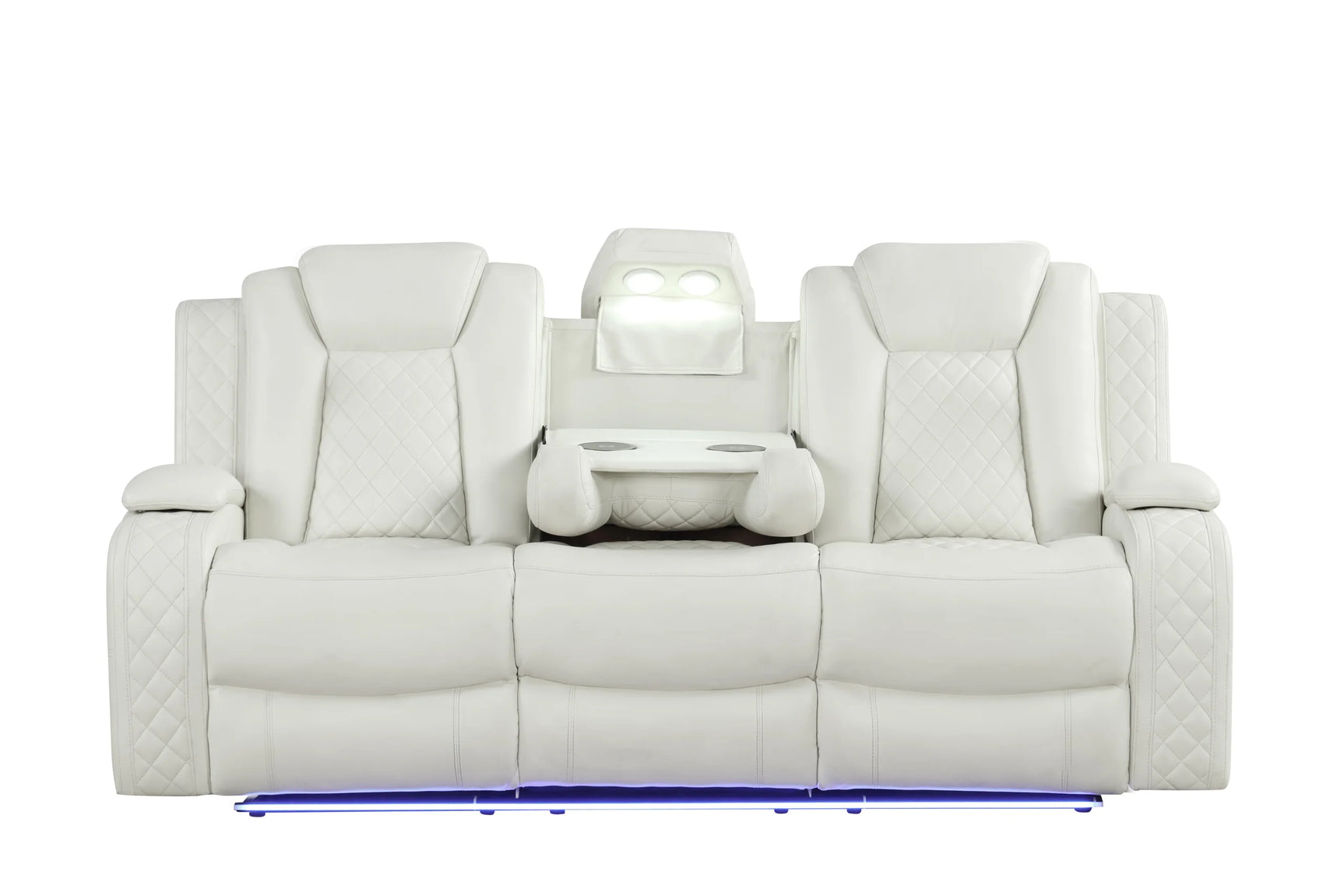 LED footrest lighting on sofa