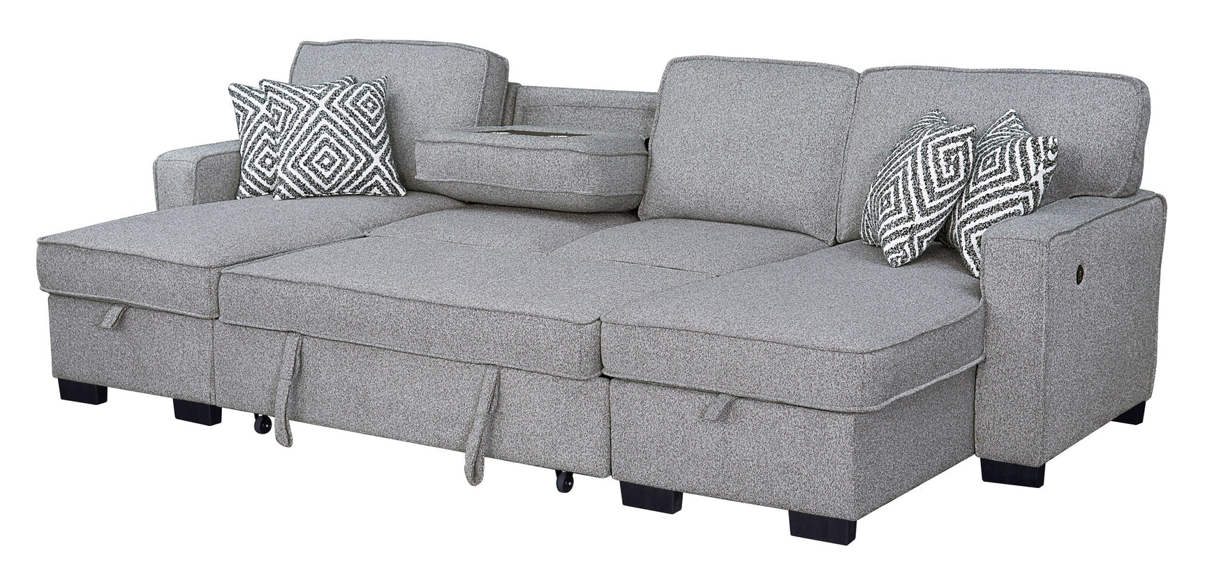 Living room setting with Sahara Gray Double Storage Chaise Sectional