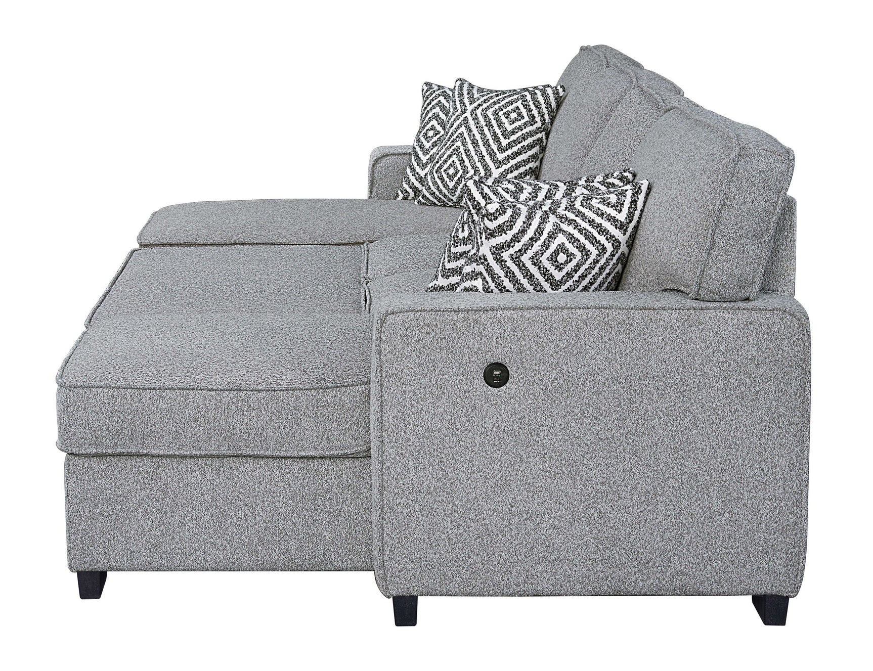 Side view of Sahara Gray Double Storage Chaise Sectional sectional sofa