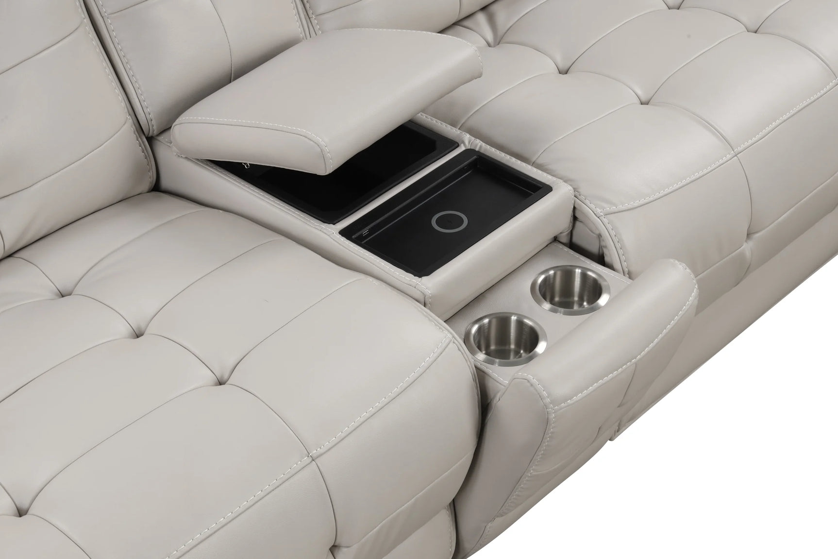 Palma sectional wireless charging pad detail