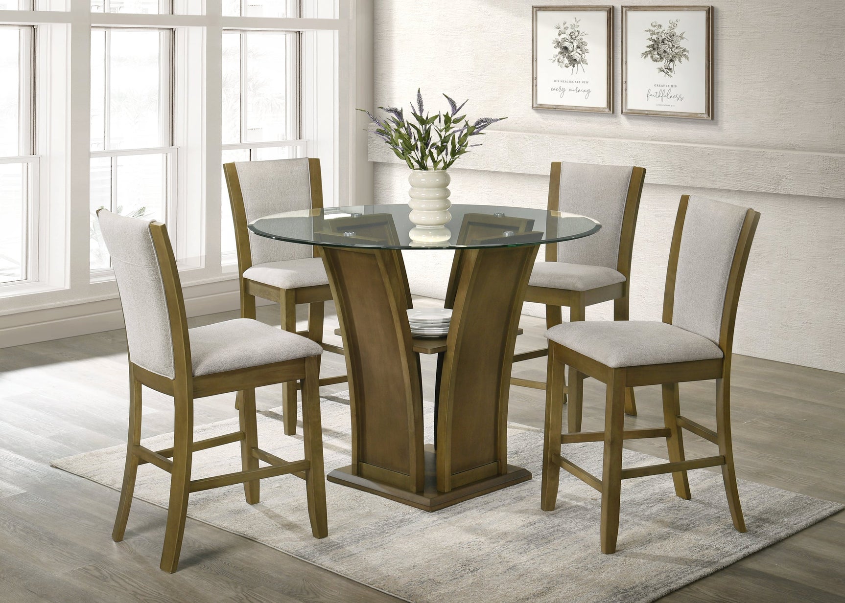 Orlo Beige Dining Room Set room view with beige dining furniture