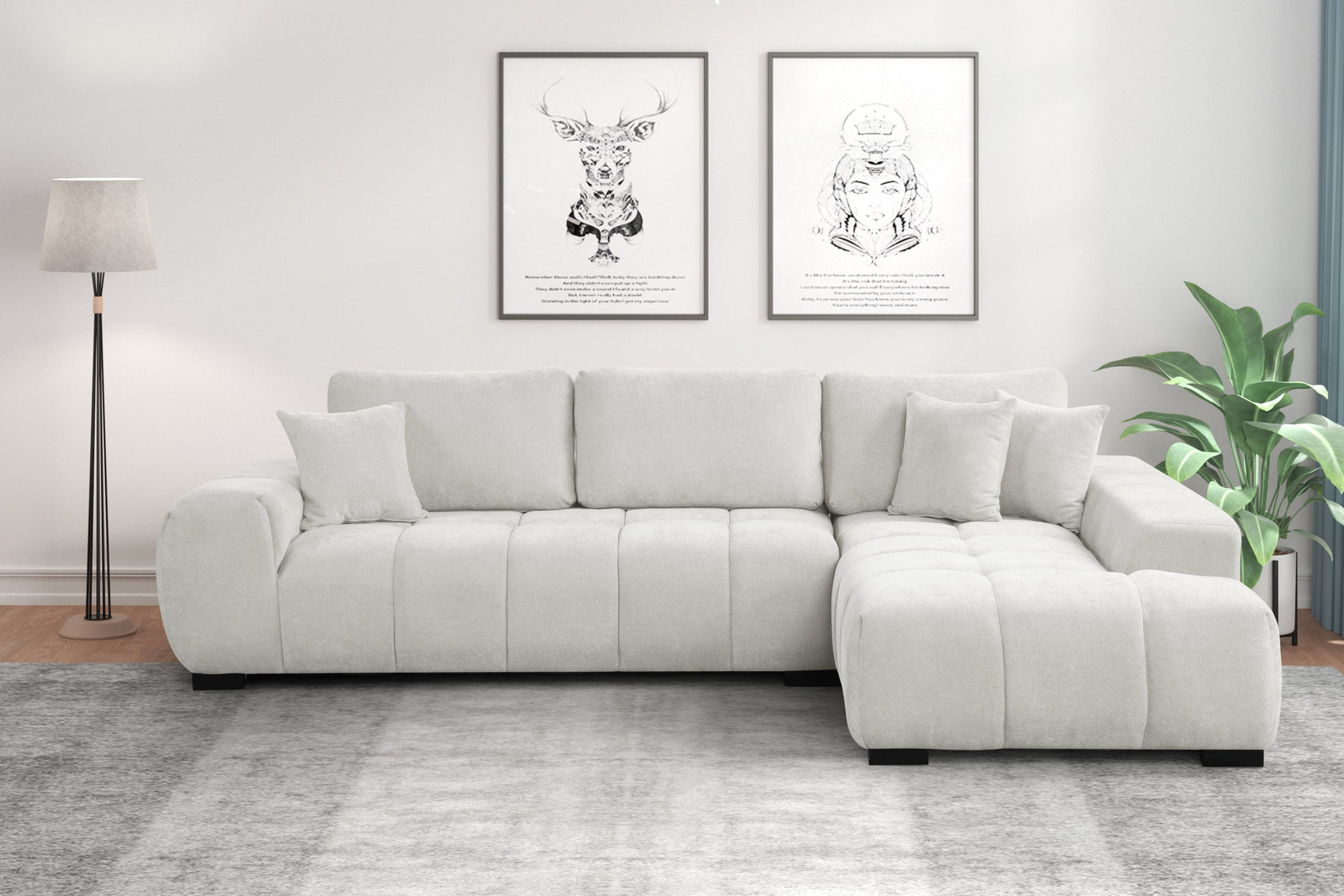 Side view of Manhattan Gray Sectional sofa with chaise