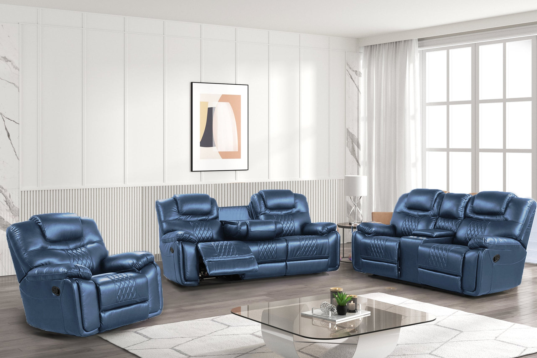 Galveston Loveseat with Gliders and Console side angle
