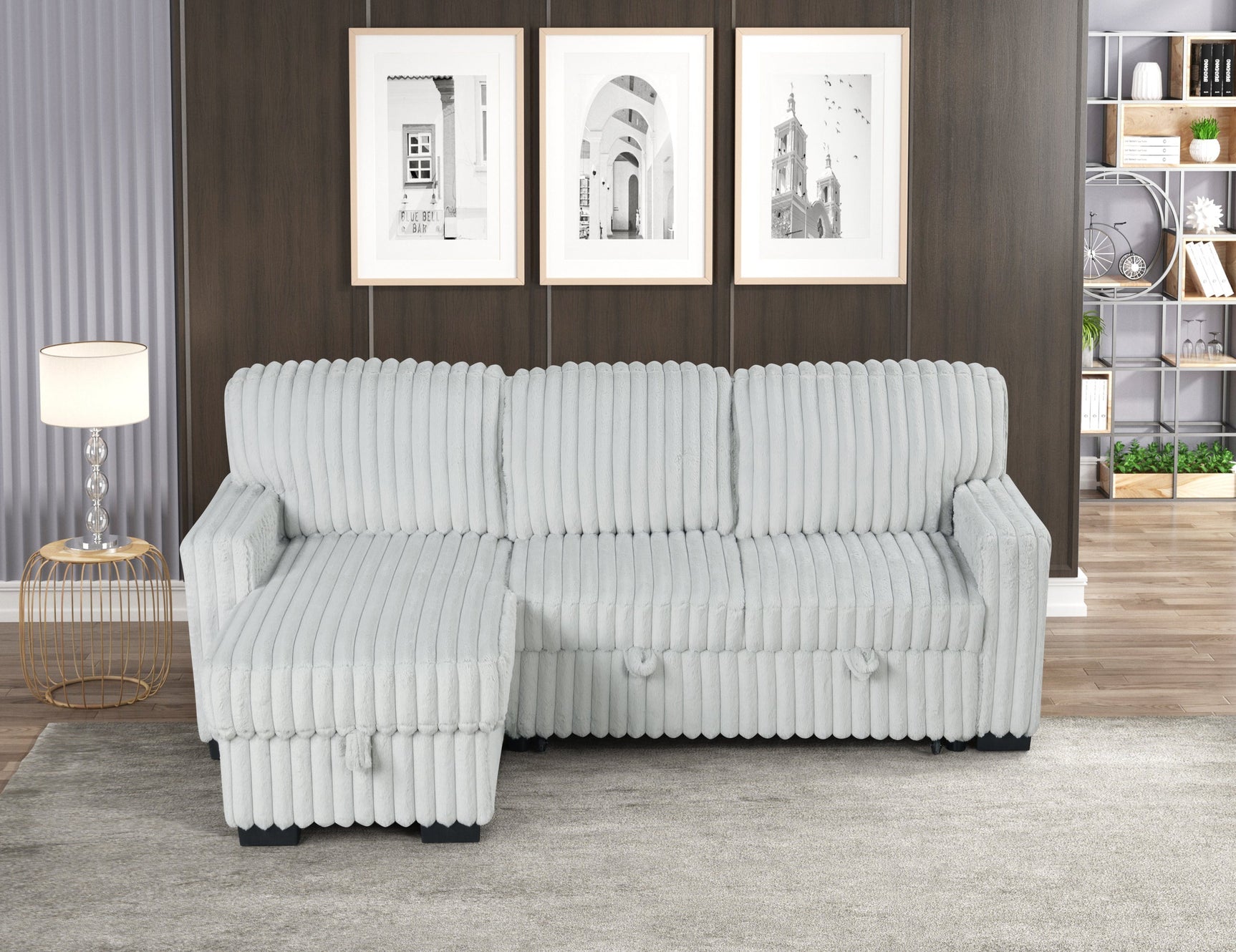 Room view with Poland Gray Sectional Sofa