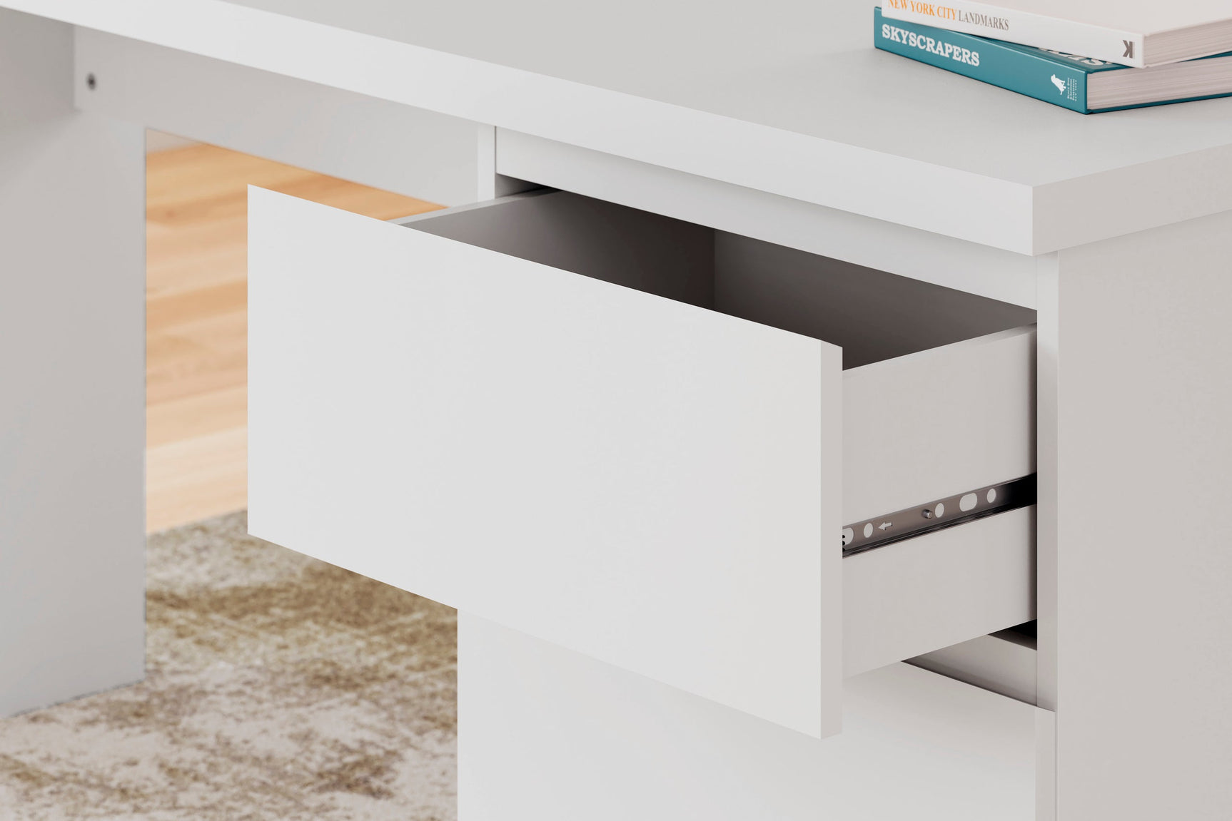 Onita White Office Desk overall front view