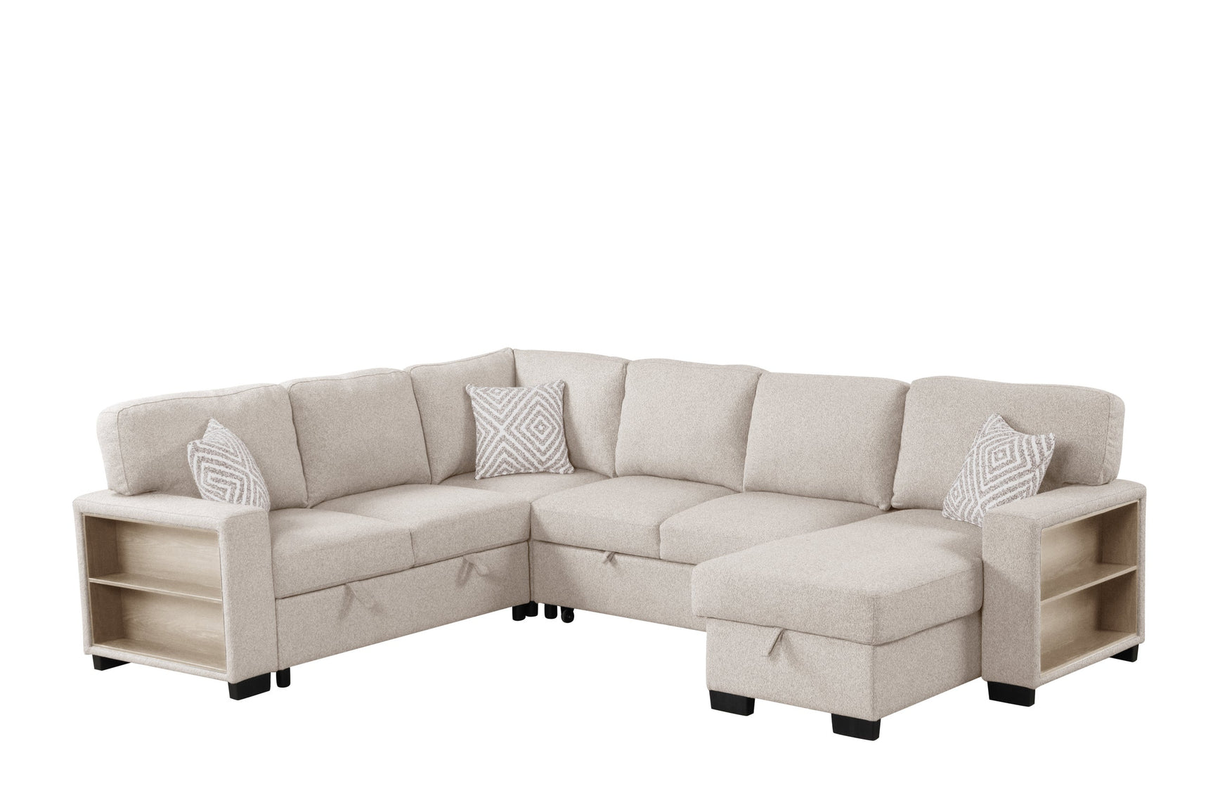 Living room with Atlantic Beige Sectional Sofa and chaise