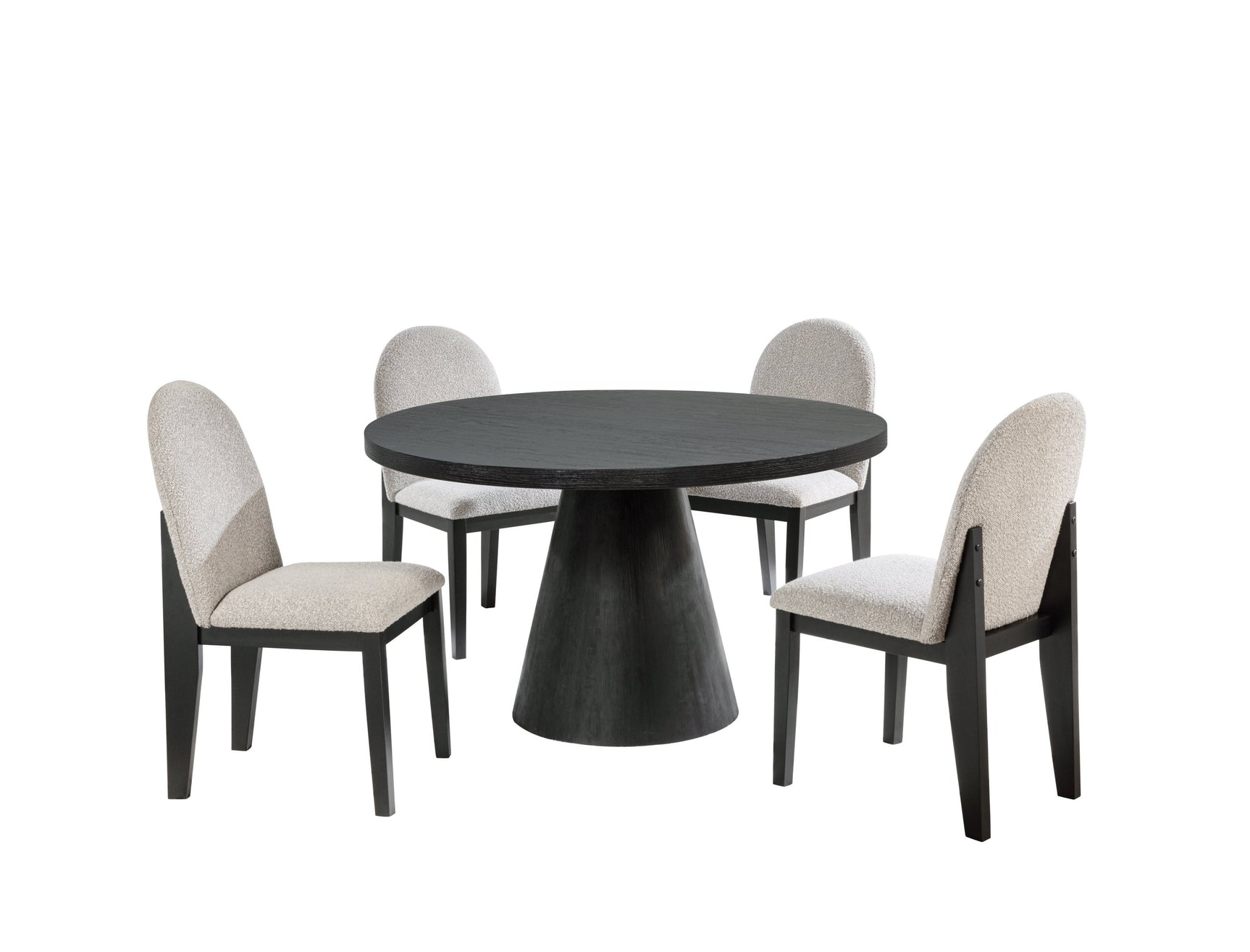 Dira Black Gray Dining Room Set close-up detail of table and chair upholstery
