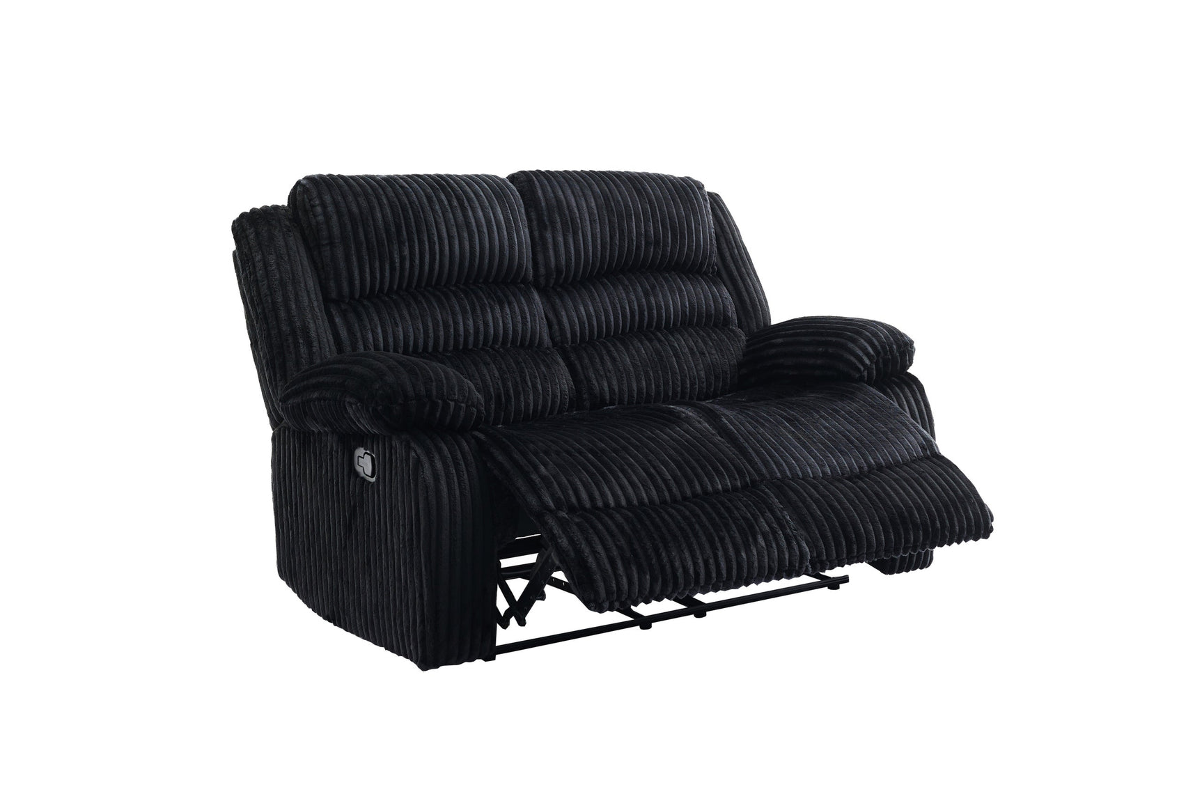 Top view of Dynamo Onyx reclining set in black upholstery