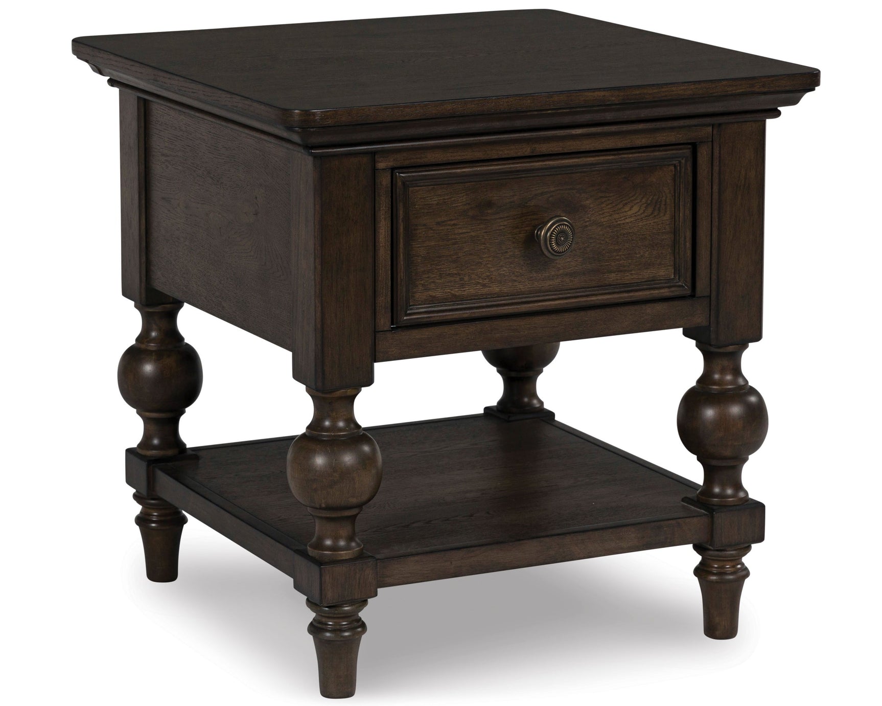 Veramond dark brown end table side view