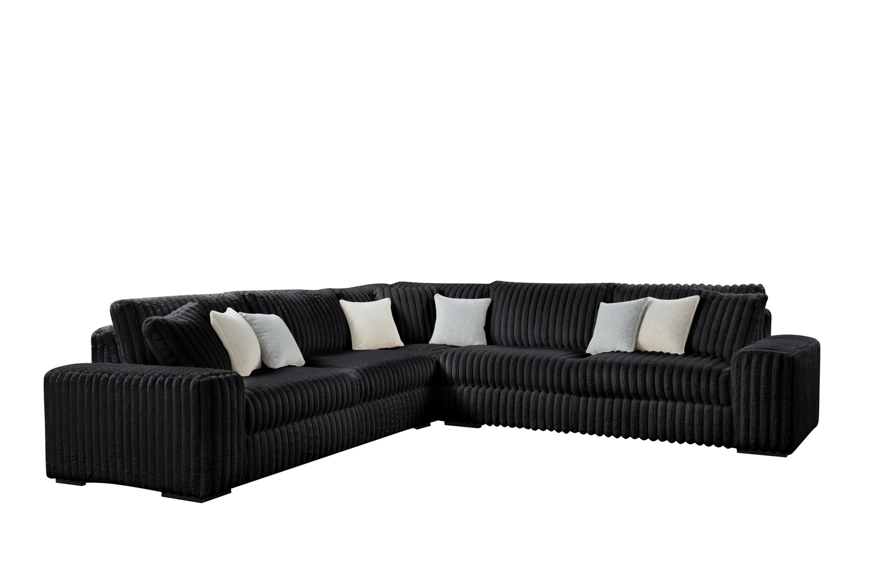 side view of Marshmallow Black Oversize Corduroy Fabric Sectional sectional sofa