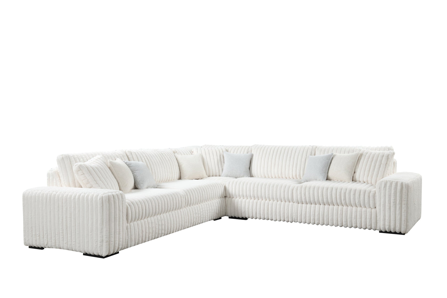 Side view of Marshmallow Beige Oversized Corduroy Fabric Sectional sofa