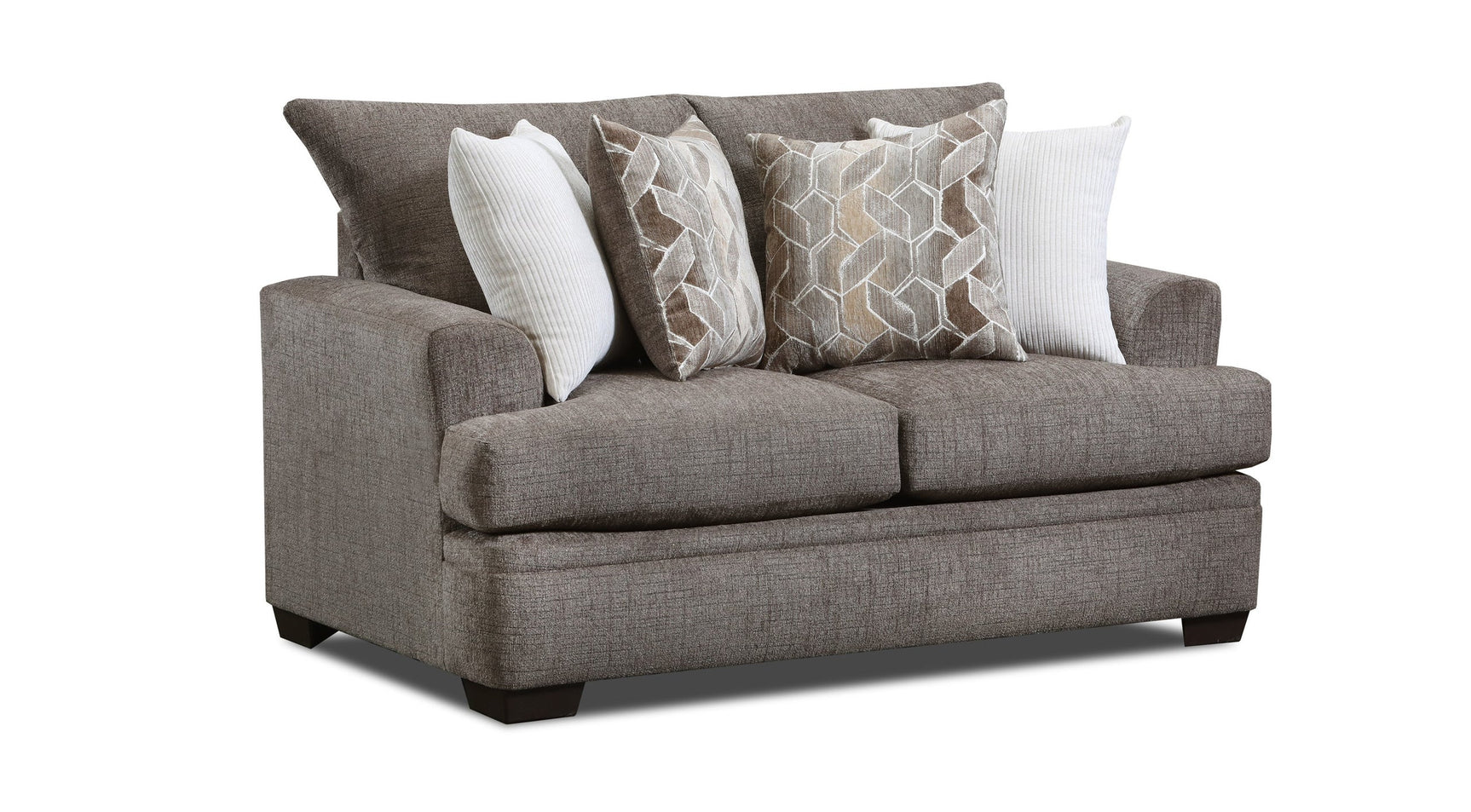 Close-up detail of chenille fabric on Selina Mocha sofa and loveseat
