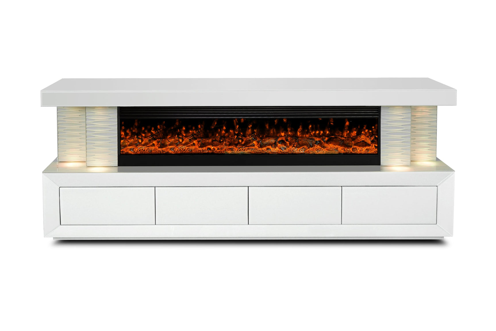 Top view of A97 white glass TV stand