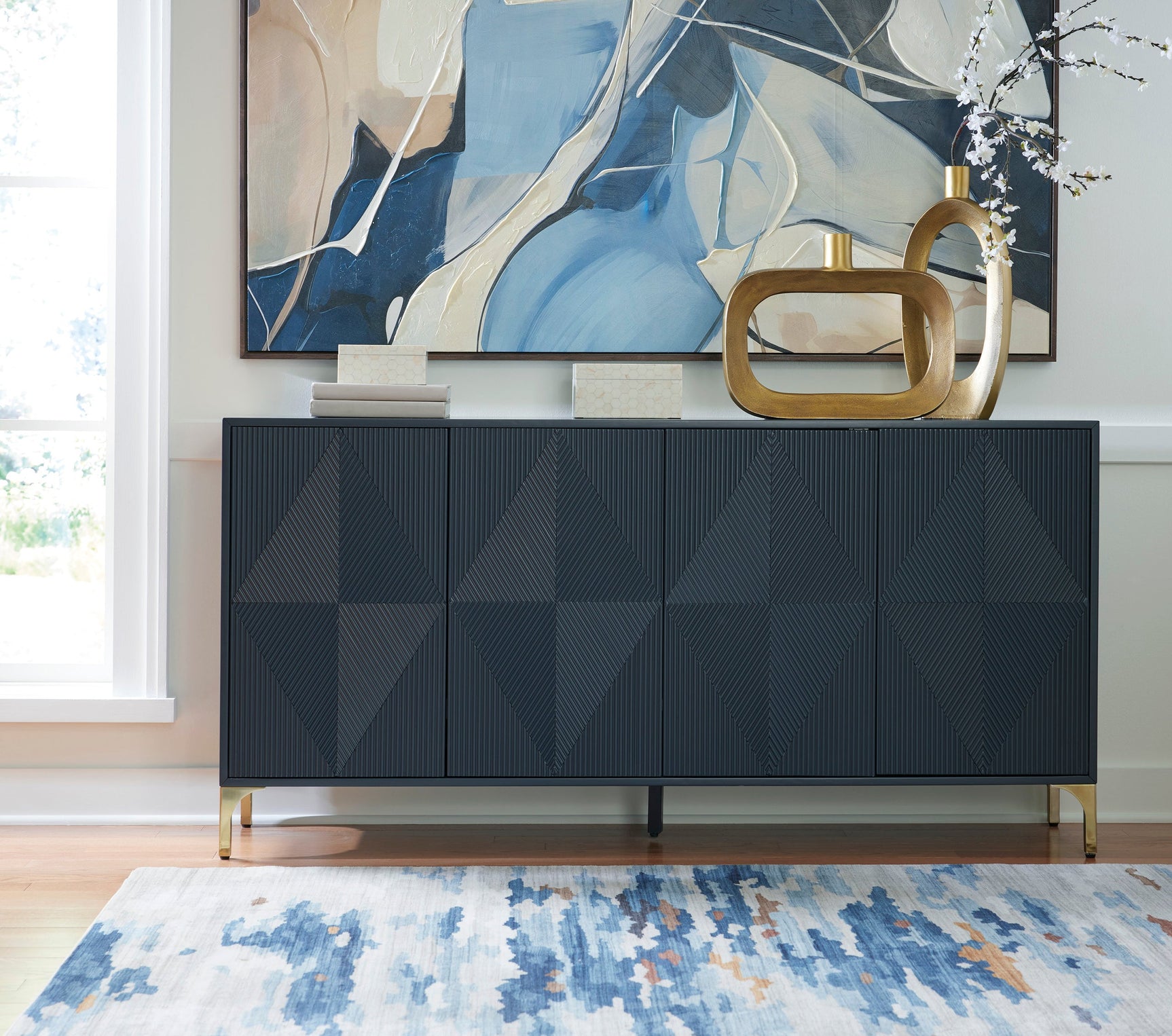 Side angle showing cabinet depth and storage