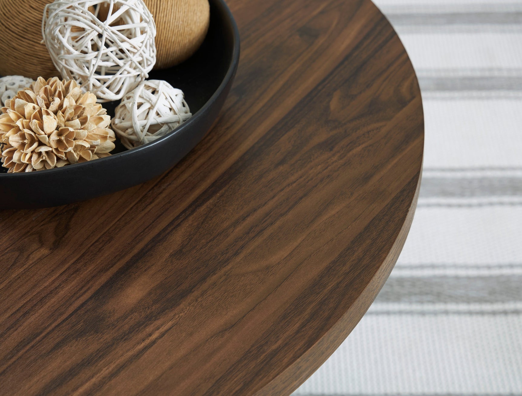 Timur end table with brown surface and black base