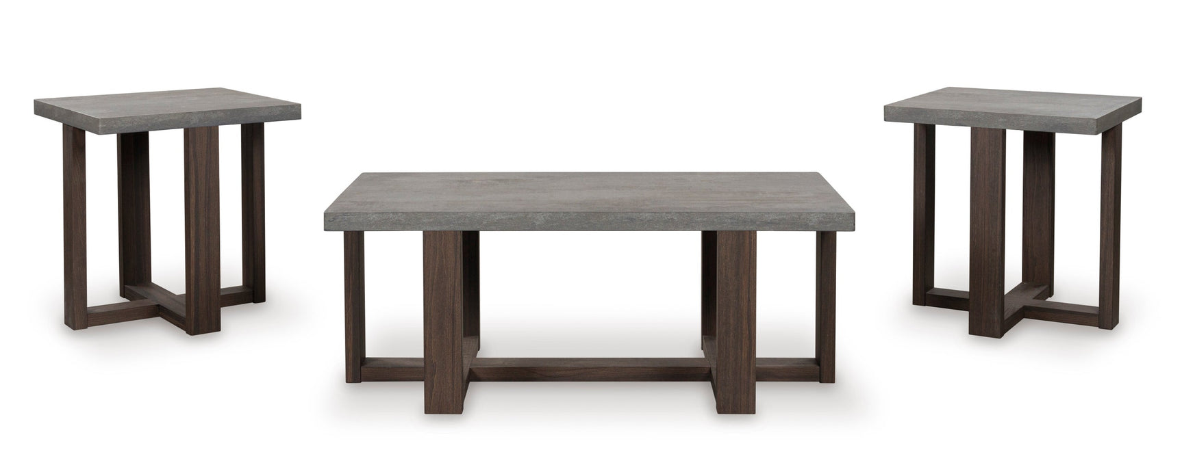 Talisman Gray and Brown Occasional End Tables side view